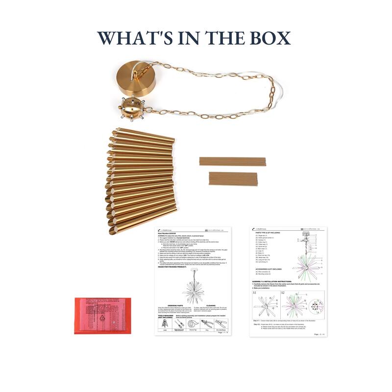 Modern Gold 15-Light LED Sputnik Chandelier for Living Room Hallway Foyer - D25.2"*H18.9"