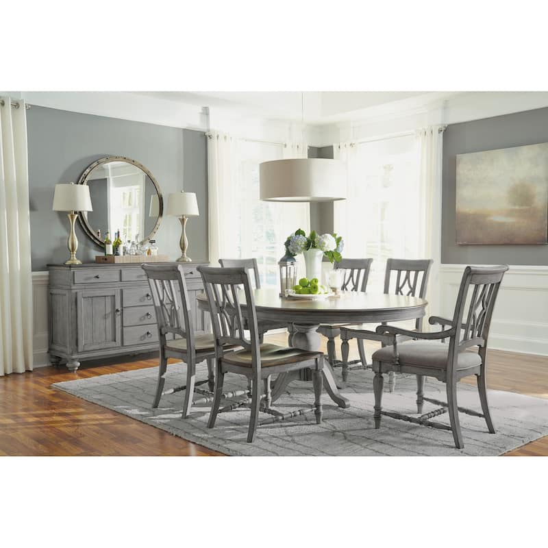 Plymouth Gray Wood Pedestal Dining Table - 72" x 30" x 54" - 72" x 30" x 54" - Gray