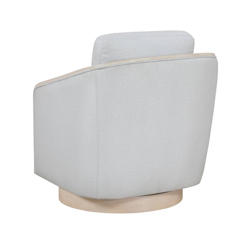 Gray Accent Chair Modern Living Room Furniture, 1pc Swivel Lounge Chair Luxury Comfort Wood Trim Arm