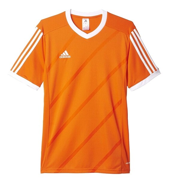 orange and white adidas shirt