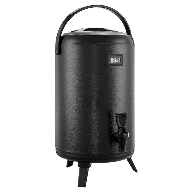 3.2 Gal Stainless Steel Insulated Beverage Dispenser with Temp Display for Hot Cold Drink Serve - 9.45 x 9.45 x 14.57 inch