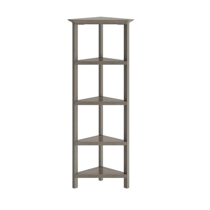HomeRoots Gray Solid Wood Corner Bookcase
