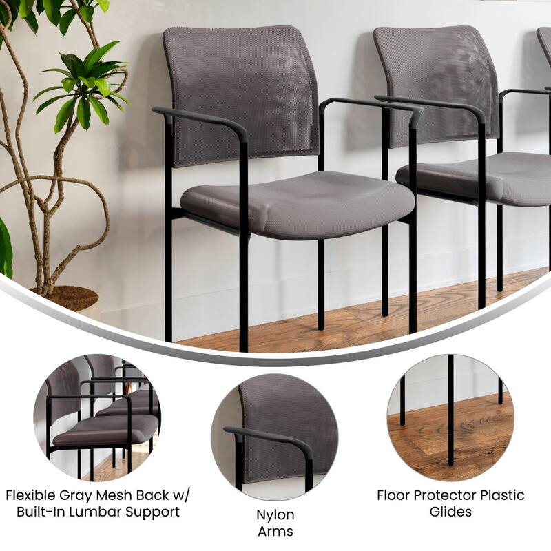 Comfort Mesh Stackable Steel Side Chair with Arms - 24"D x 23.5"W x 34.75"H