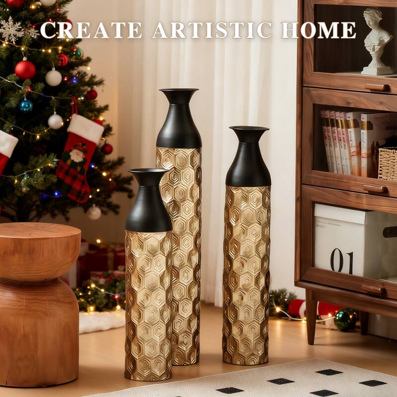 Hand-Woven PVC Rattan Floor Vase