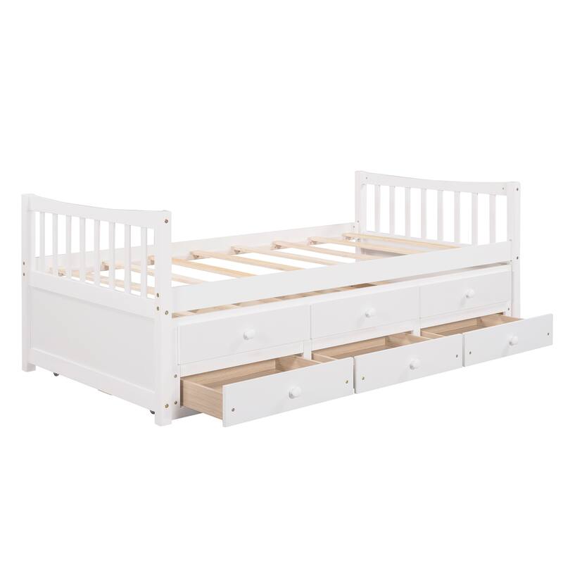 Elegant Twin Daybed with Trundle and Storage Drawers - Versatile & Space-Saving