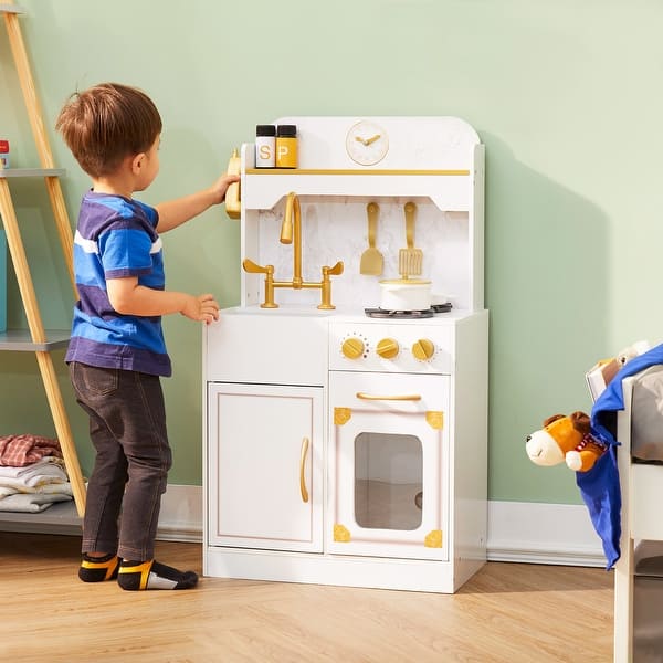 slide 2 of 12, Teamson Kids Petite Versailles Classic Play Kitchen with Accessories, White - 19.76" L x 12.01" W x 35.51" H 19.76" L x 12.01" W x 35.51" H - White