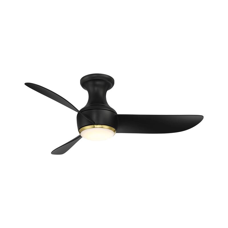 Corona 3-Blade Smart FlushMount Ceiling Fan 44in 3000K LED & Remote - N/A - Soft Brass Matte Black