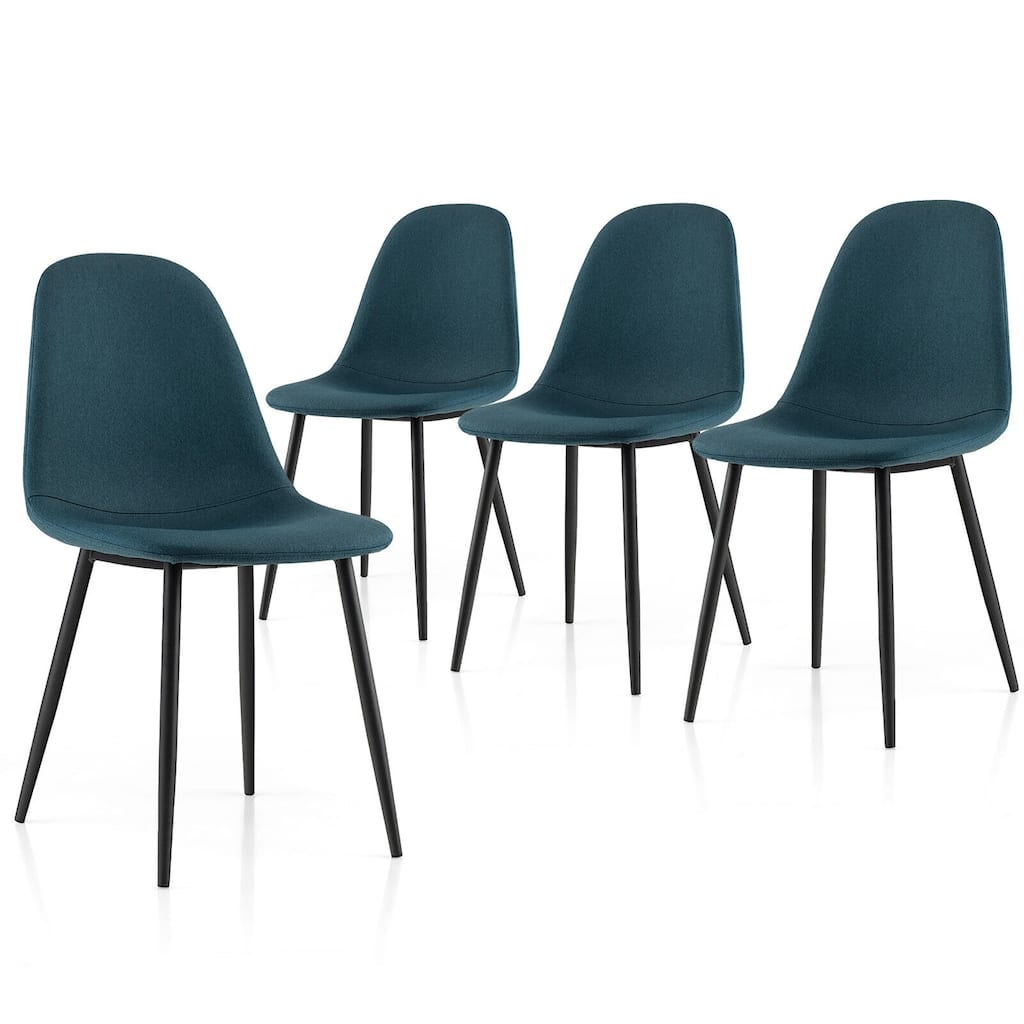 Gymax Dining Chairs Set of 4 Upholstered Fabric Chairs W/Metal Legs