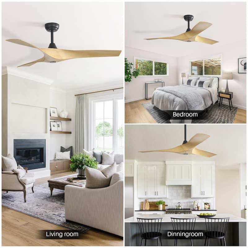 Sofucor 52Inch Ceiling Fan without Light, 6 Wind Speeds with Remote Control for Living Room and Patio
