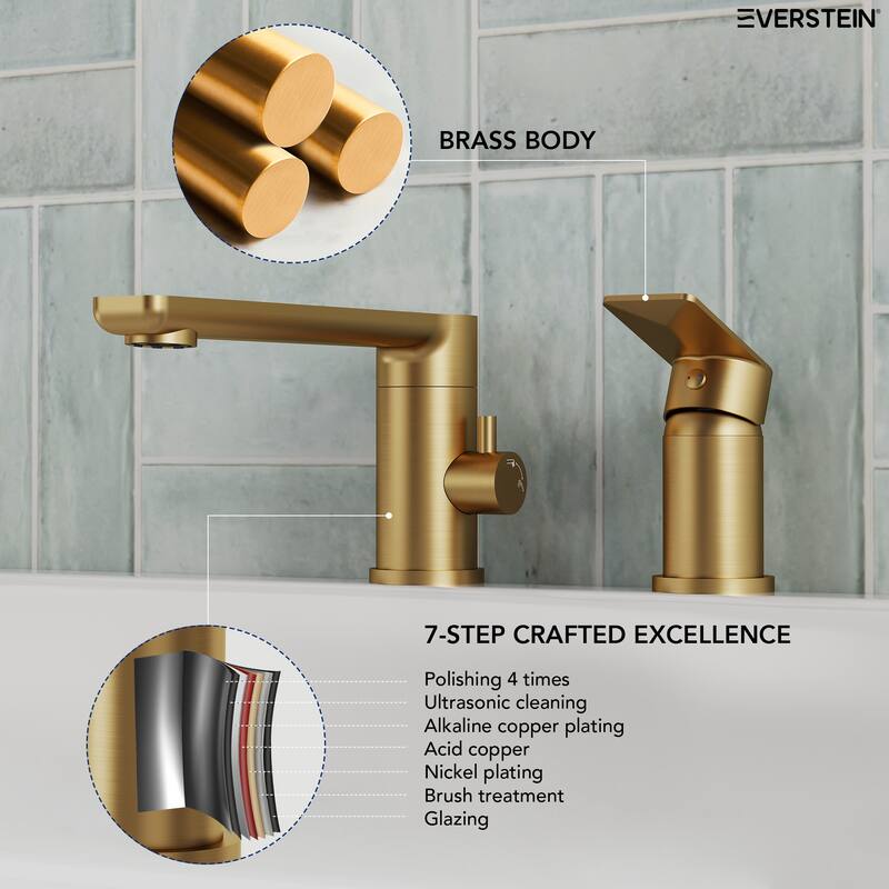 Modern Tub Filler with Hand Sprayer Deck Mount Tub Faucet with Hand Shower 3 Holes Bathtub Faucet Brass