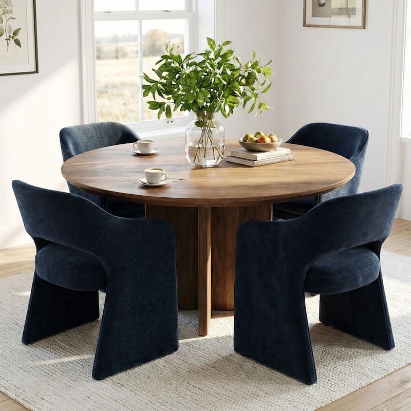 19" Seat Height Upholstered Chenille Dining Armchair (Set of 4) - Beige