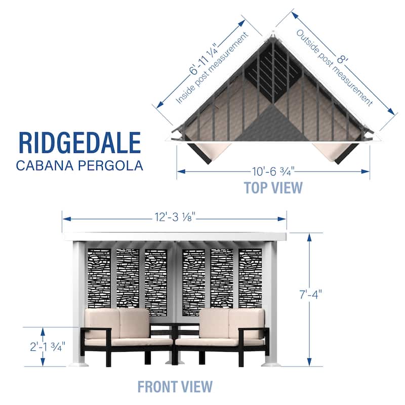 Backyard Discovery Ridgedale 12x8 Steel Cabana Corner Pergola, Seating