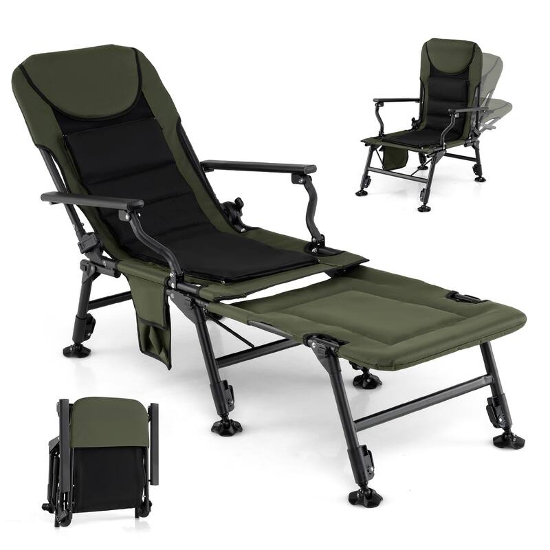Gymax Oversized Foldable Fishing Chair for Adults Camping Chair w/ - Green
