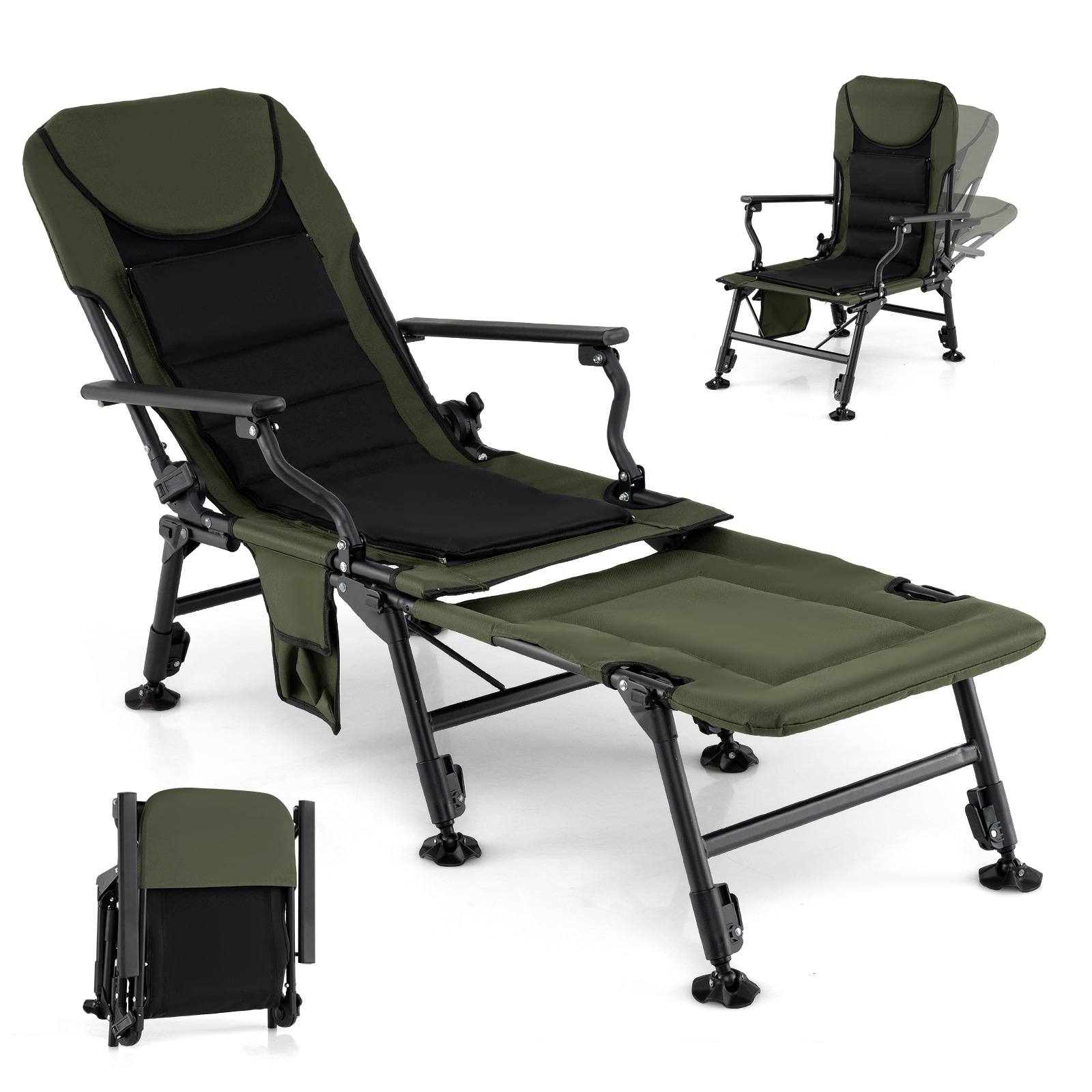 Gymax Oversized Foldable Fishing Chair for Adults Camping Chair w/