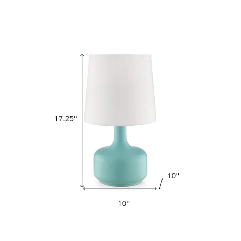 Metal Touch Table Lamp with White Linen Empire Shade - 10” x 10” x 17.25” (D x W x H)