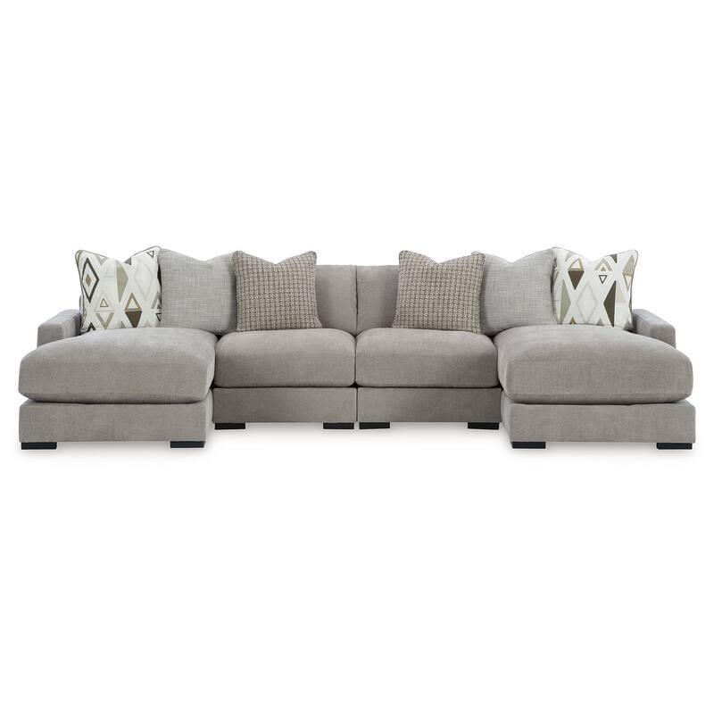 Signature Design by Ashley Aslan Court Gray 4-Piece Sofa Pit Sectional - 142" W x 65" D x 36" H