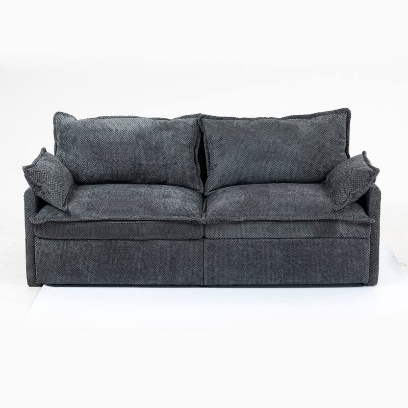 73.6" Corduroy Convertible 3-in-1 Sofa Bed with Charging Ports