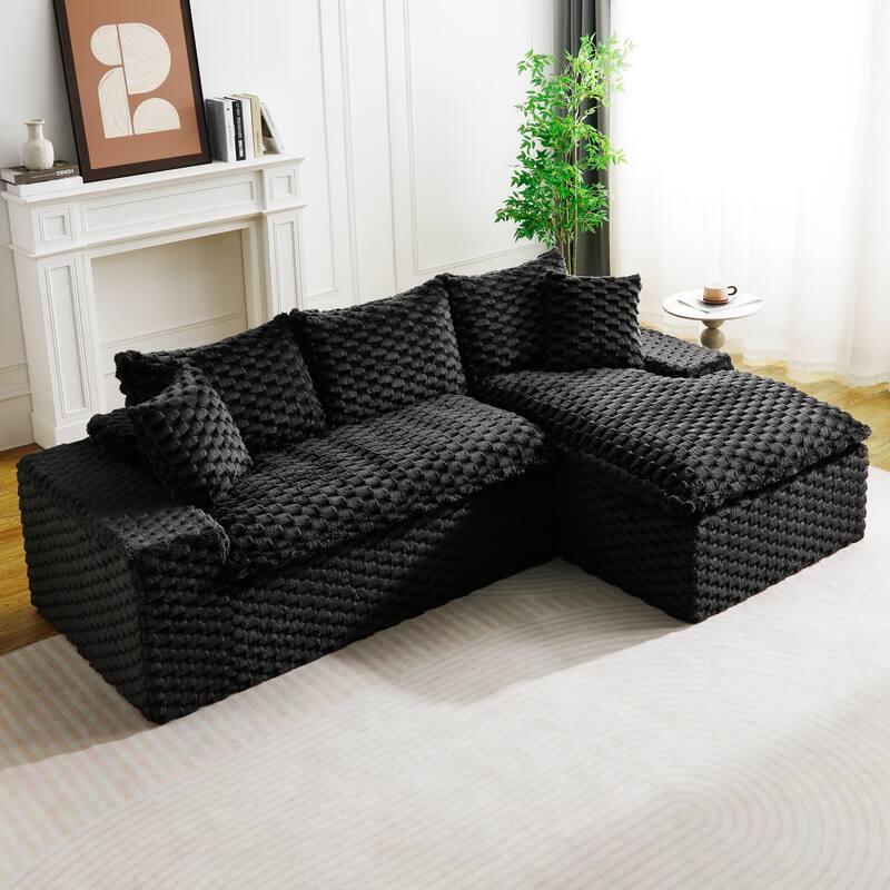 L-Shaped Sleeper Sectional Sofa Convertible Straight Sofa, Loveseat and Chaise Lounge Set for Living Room