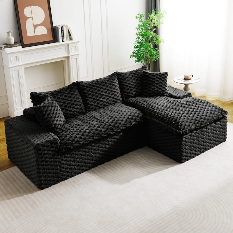 Versatile Turtle Velvet Sectional Sofa with Loveseat Couch and Chaise Lounge, Free Combination Modular Compressed Couch
