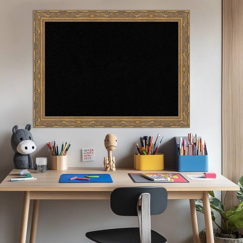 Filigree Gold Framed Cork Board - Bulletin Board, Organization Board, Pin Board