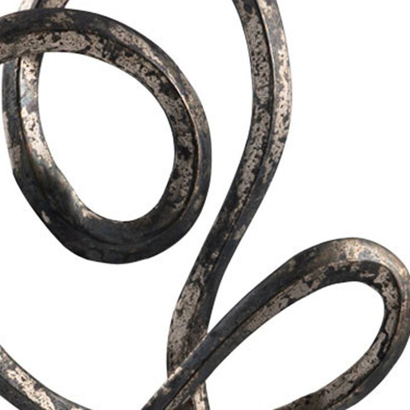 HomeRoots 20" Black and Silver Aluminum Modern Abstract Tabletop Sculpture - 12.5' X '19.75' X '4