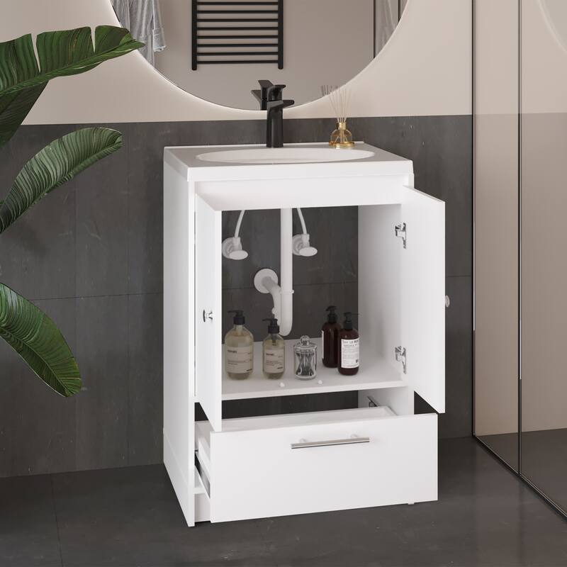 Bathroom Vanity with Two Doors, Two Drawers Madison, White