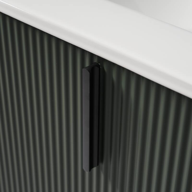 30" Bathroom Vanity with Ceramic Sink and Full-Extension Drawers, Soft Close Undermount Drawer Slides, Fluted Design