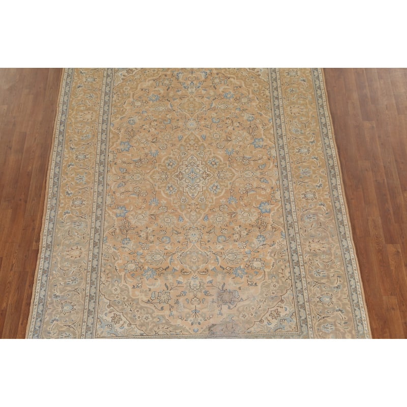 Mashad Persian Vintage Area Rug Hand-Knotted Wool Carpet - 6'6"x 9'10"