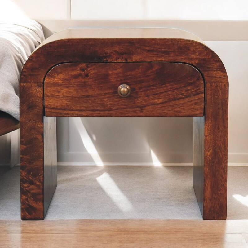 Solid Wood California Walnut Disc Nightstand