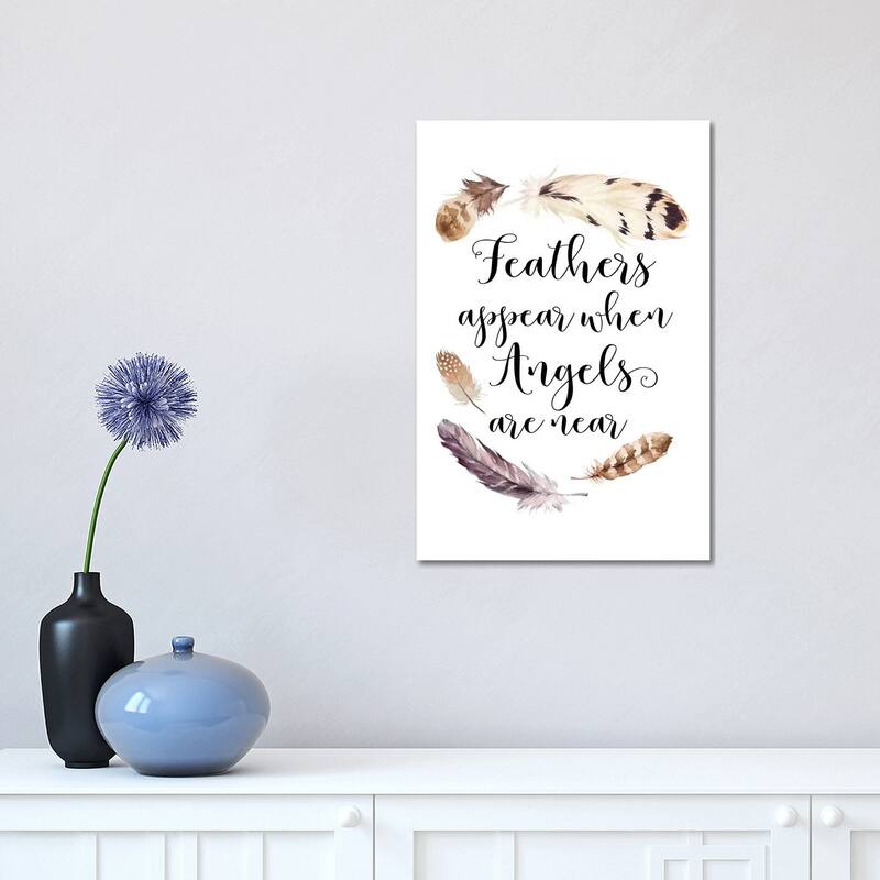 iCanvas "Feathers Appear When Angels Are Near" by Eden Printables Canvas Print - 18x12x1.5