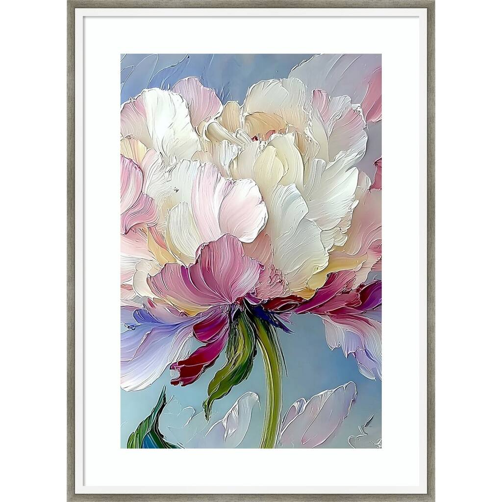 Floral Elegance No. 1 by Tradelink inhouse artist Wood Framed Wall Art Print - Lucie Silver White
