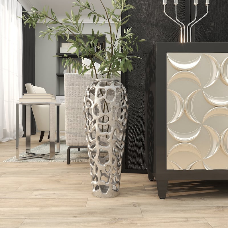 Gold Aluminum Metal Cutout Coral Decorative Vase