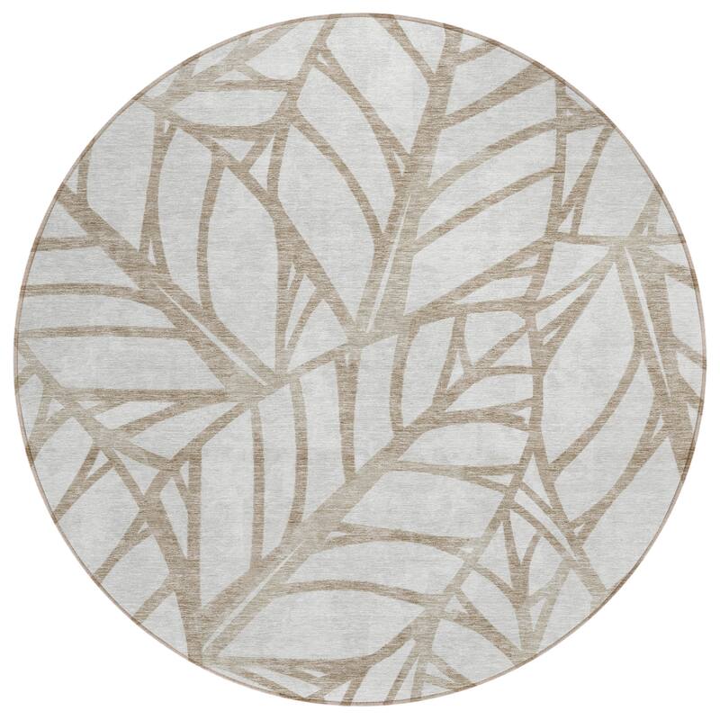 Machine Washable Indoor/ Outdoor Chantille Modern Palm Rug