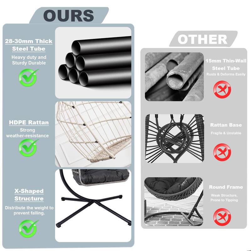 HDPE Egg Hanging Chair with Stand & Cushion