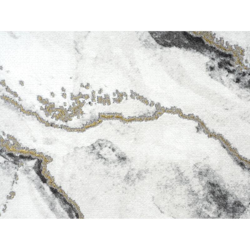 Abani Luna Contemporary Marble Metallic Gold Area Rug