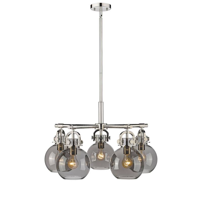 Innovations Lighting Newton Sphere - 5 Light 7" Stem Hung Chandelier.