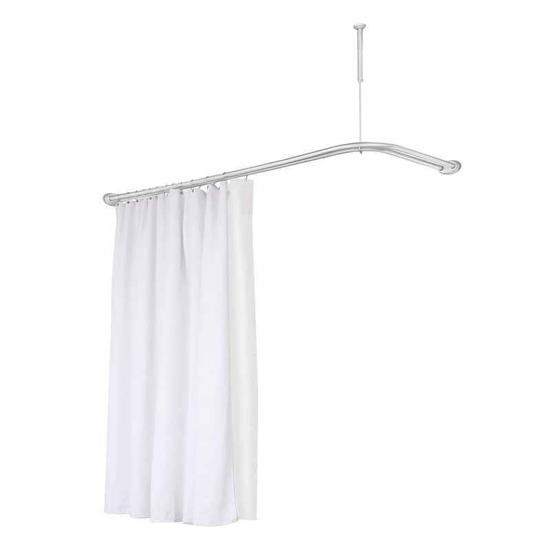Utopia Alley Rustproof Aluminum Double L Shaped Shower Curtain Rod 72" L x 31.7" W, with 24 Shower Hooks included, Wall Mounted