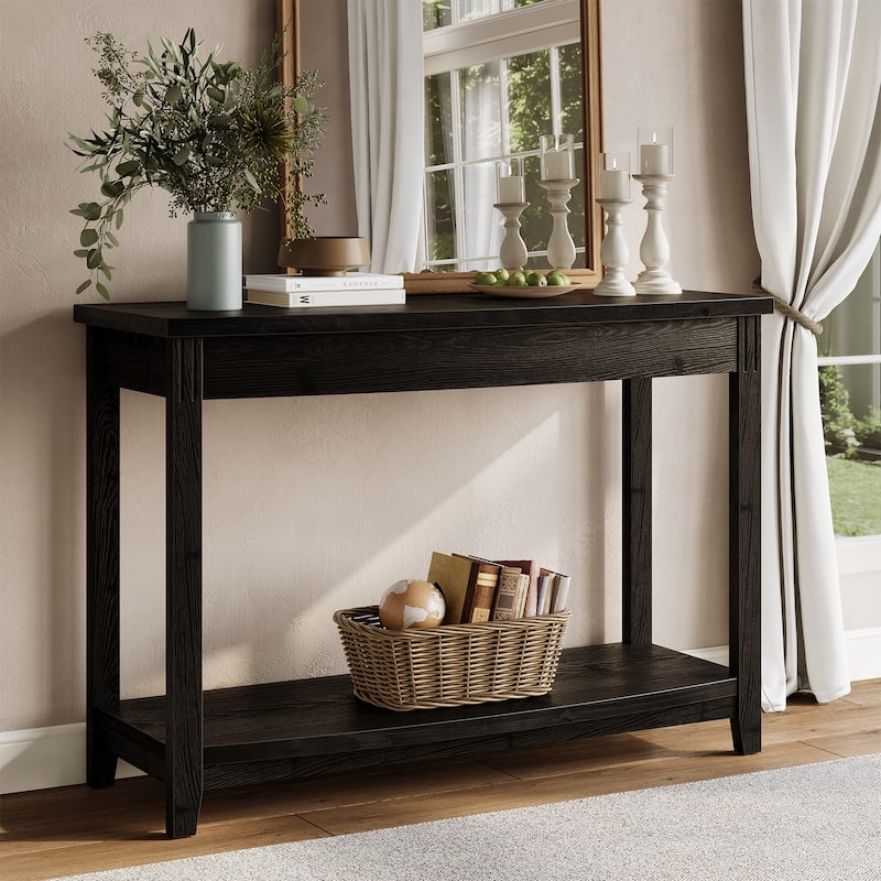 41.3" Solid Wood Console Table with Storage Shelf