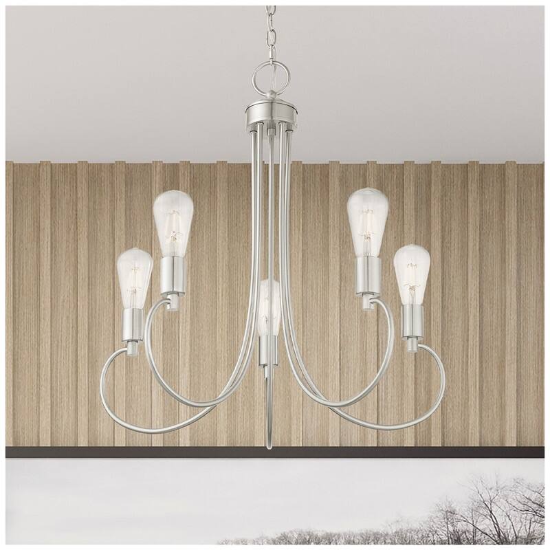 Livex Lighting 5-light Brushed Nickel Chandelier, 42925-91 - 25" Dia x 25.5" H