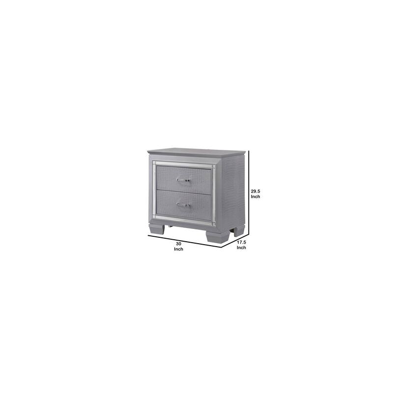 Gray 2 Drawer 17.5 in. W Nightstand with Sturdy Hardware and Ample Storage