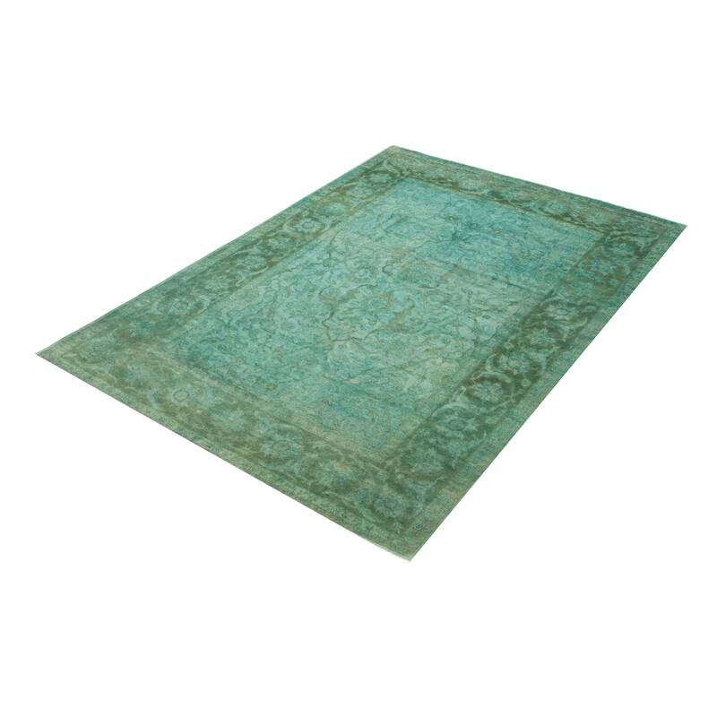 ECARPETGALLERY Hand-knotted Vibrance Teal Wool Rug - 6'0 x 8'6
