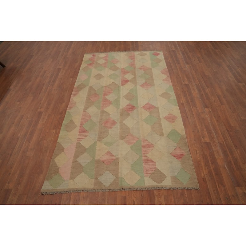 Hand Woven Oriental 100% Wool Carpet Southwestern Modern Multi-Colored Kilim Area Rug - 8' 0'' X 4' 8''