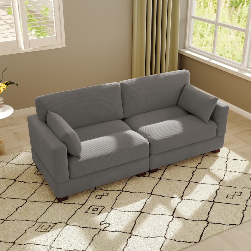 Modern Corduroy Modular Couch Sectional Sofa With Pillows