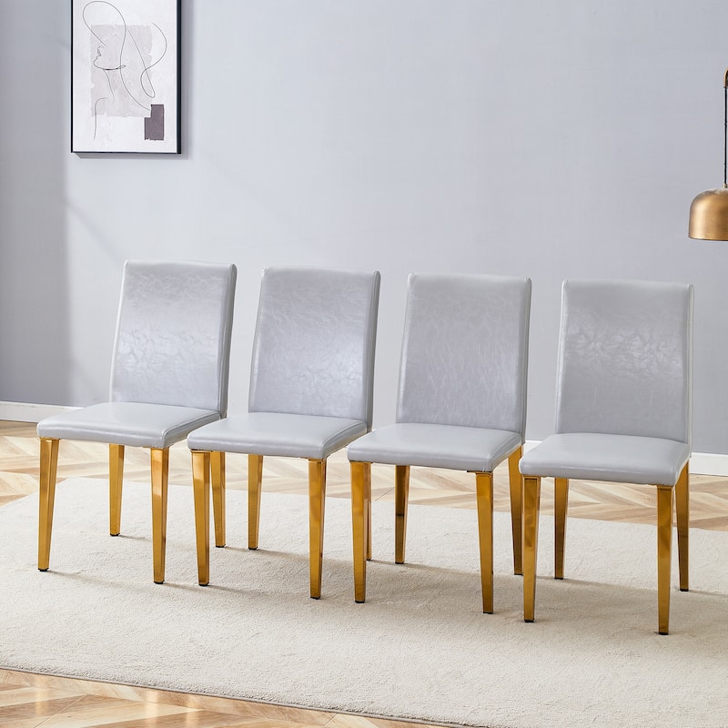 4 Light Gray PU dining chairs, simple and versatile,comfortable and accompanied. Exquisite and versatile dining chairs
