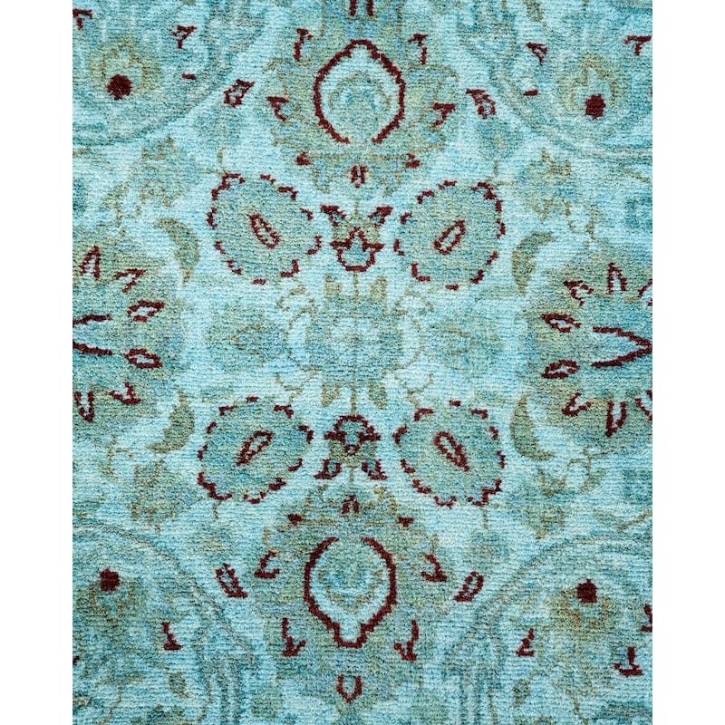 Overton Hand Knotted Wool Vintage Inspired Modern Contemporary Overdyed Blue Area Rug - 3' 2" x 5' 4"