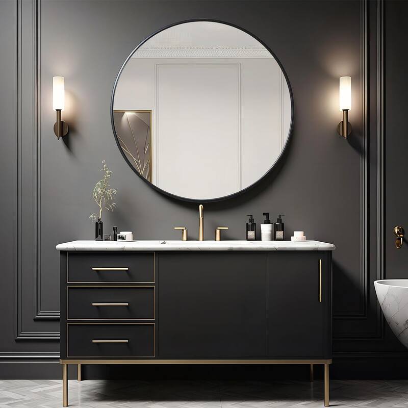 39 Inch Metal Framed Round Bathrrom Mirror