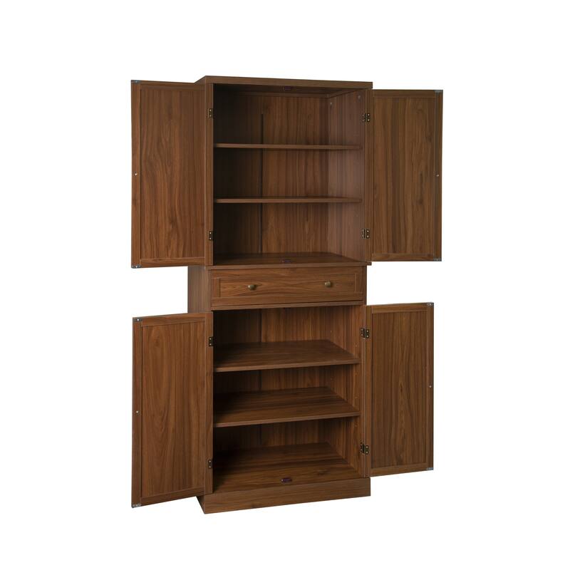 4 Door Cabinet with 1 Drawer, with 4 Adjustable Inner Shelves, Storage Cabinet