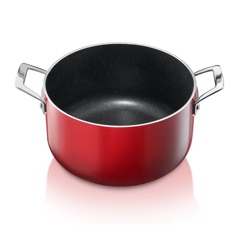 Granitestone Diamond 5 Quart Stock Pot Gradient Nonstick Pasta Pot with Lid - Red