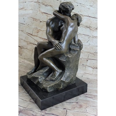 The Kiss By Auguste Rodin Bronze Statue Sculpture Romantic Figure Marble Base 15 Inches X 9 Inches