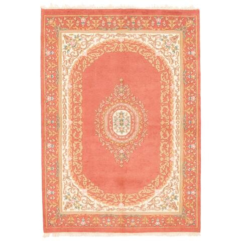 ECARPETGALLERY Hand-knotted Indo Vintage Salmon Wool Rug - 5'7 x 7'10